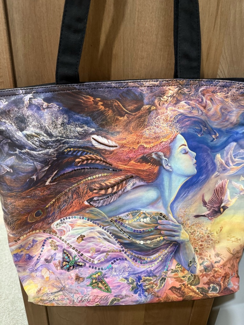 Spirit of Flight artwork by fantasy artist Josephine Wall Kirks Folly tote